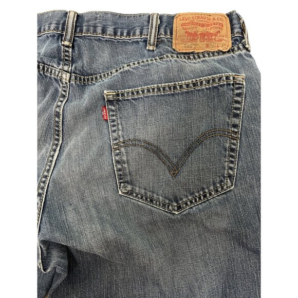 Levis 559 Relaxed Straight Fit Mens 38x32 Distressed Blue Denim Work Jeans - Picture 4 of 8